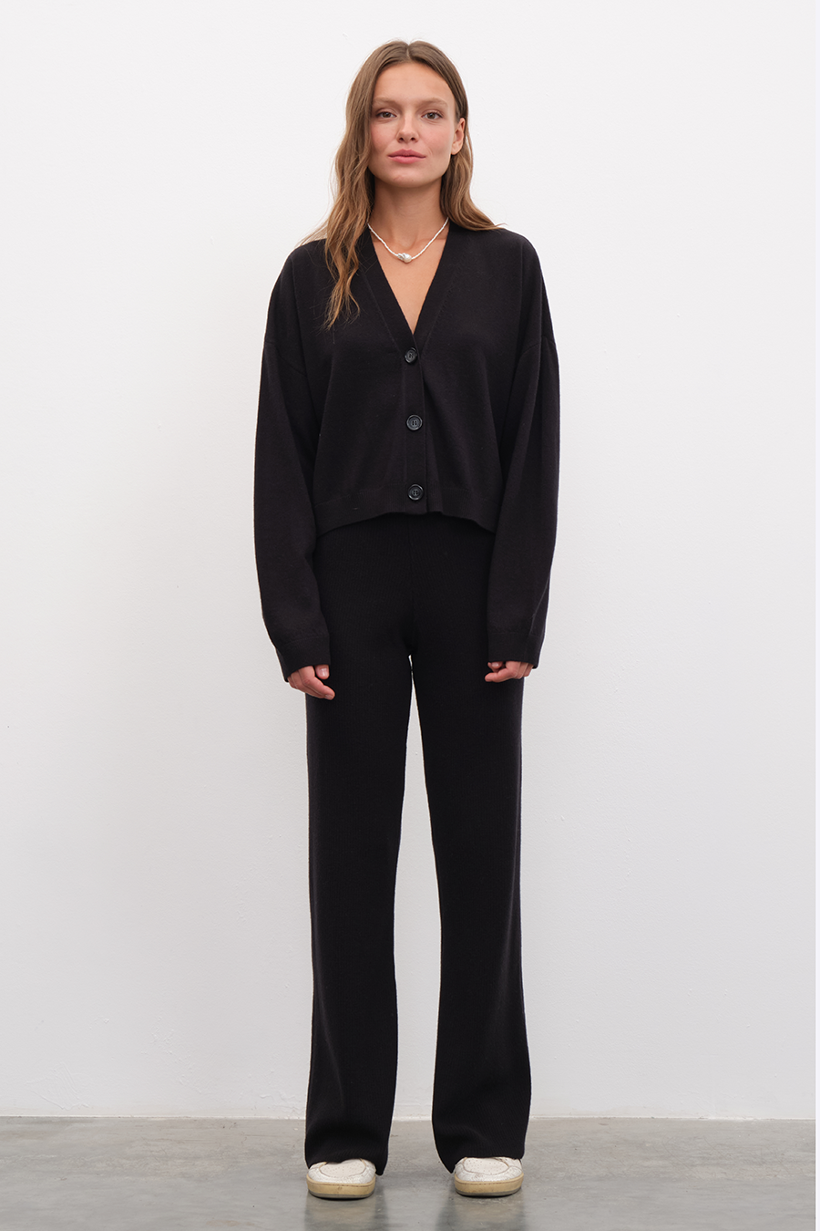 Selanik Örgülü Crop Merino Hırka