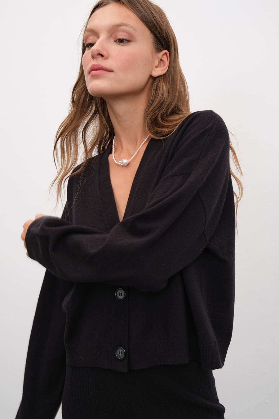 Selanik Örgülü Crop Merino Hırka