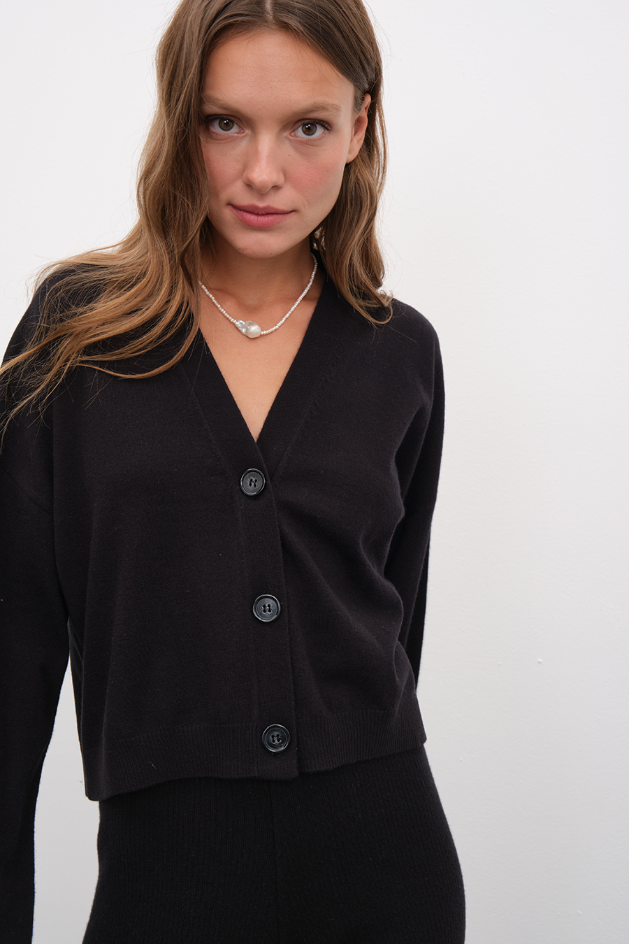 Selanik Örgülü Crop Merino Hırka