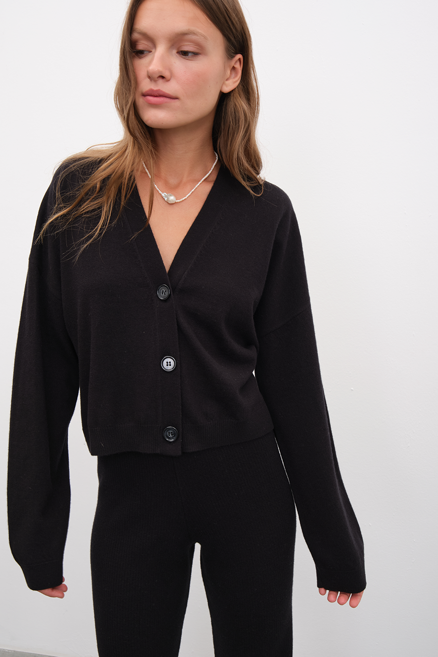 Selanik Örgülü Crop Merino Hırka