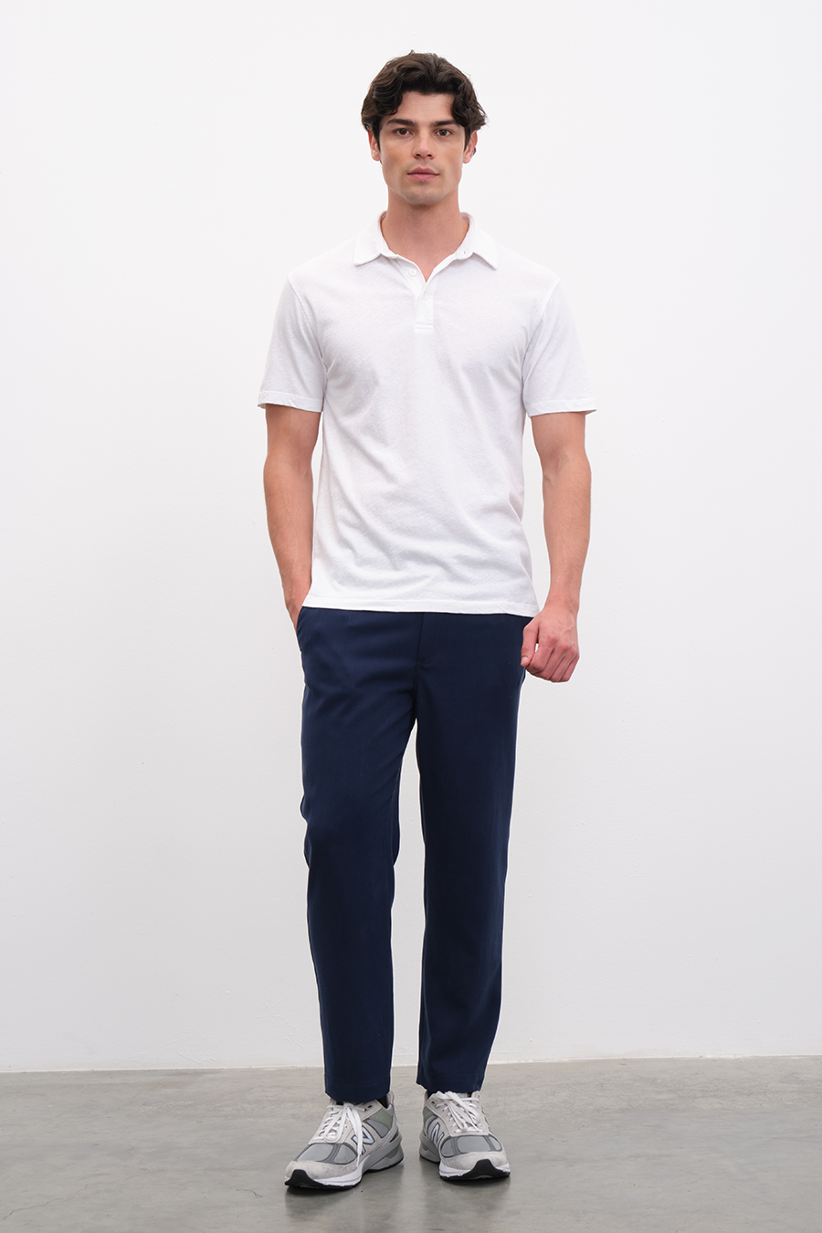 Polo Yakalı Cotton Linen T-shirt