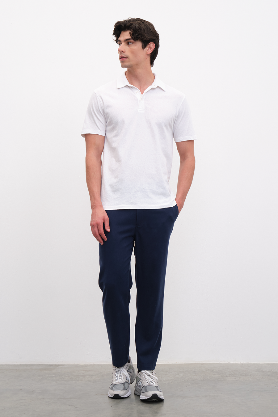 Polo Yakalı Cotton Linen T-shirt