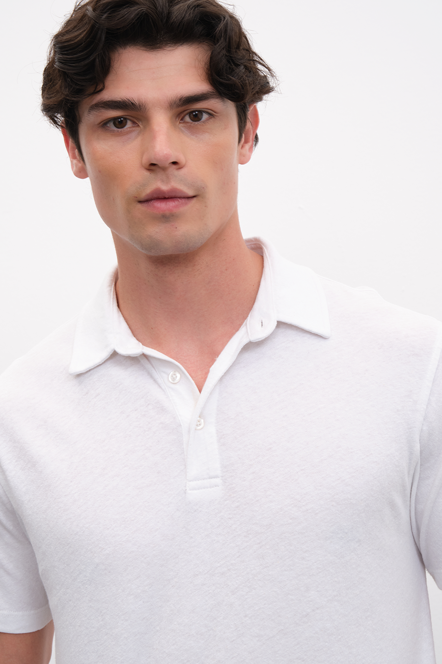 Polo Yakalı Cotton Linen T-shirt