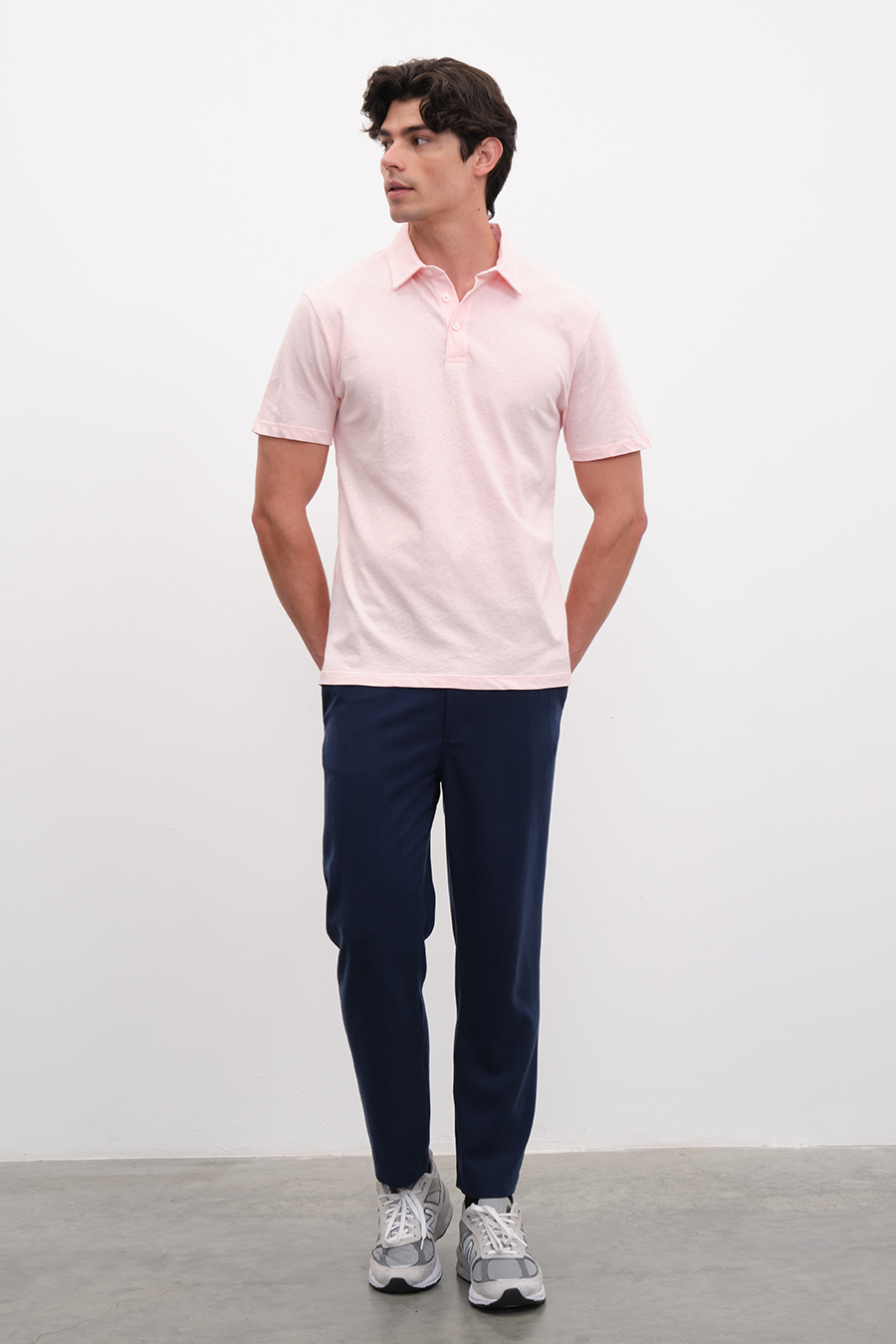Polo Yakalı Cotton Linen T-shirt