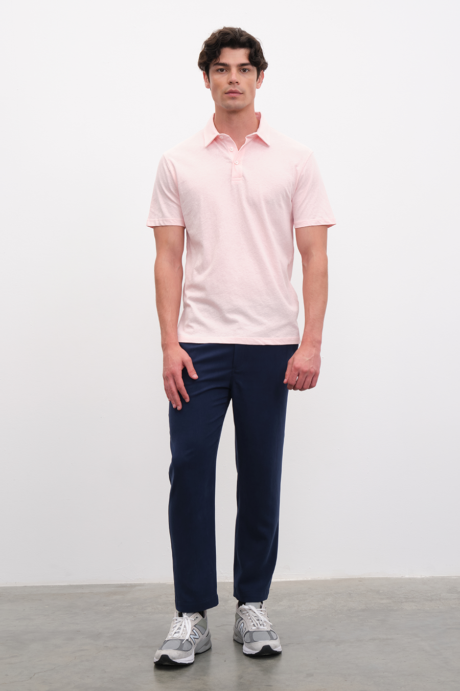 Polo Yakalı Cotton Linen T-shirt
