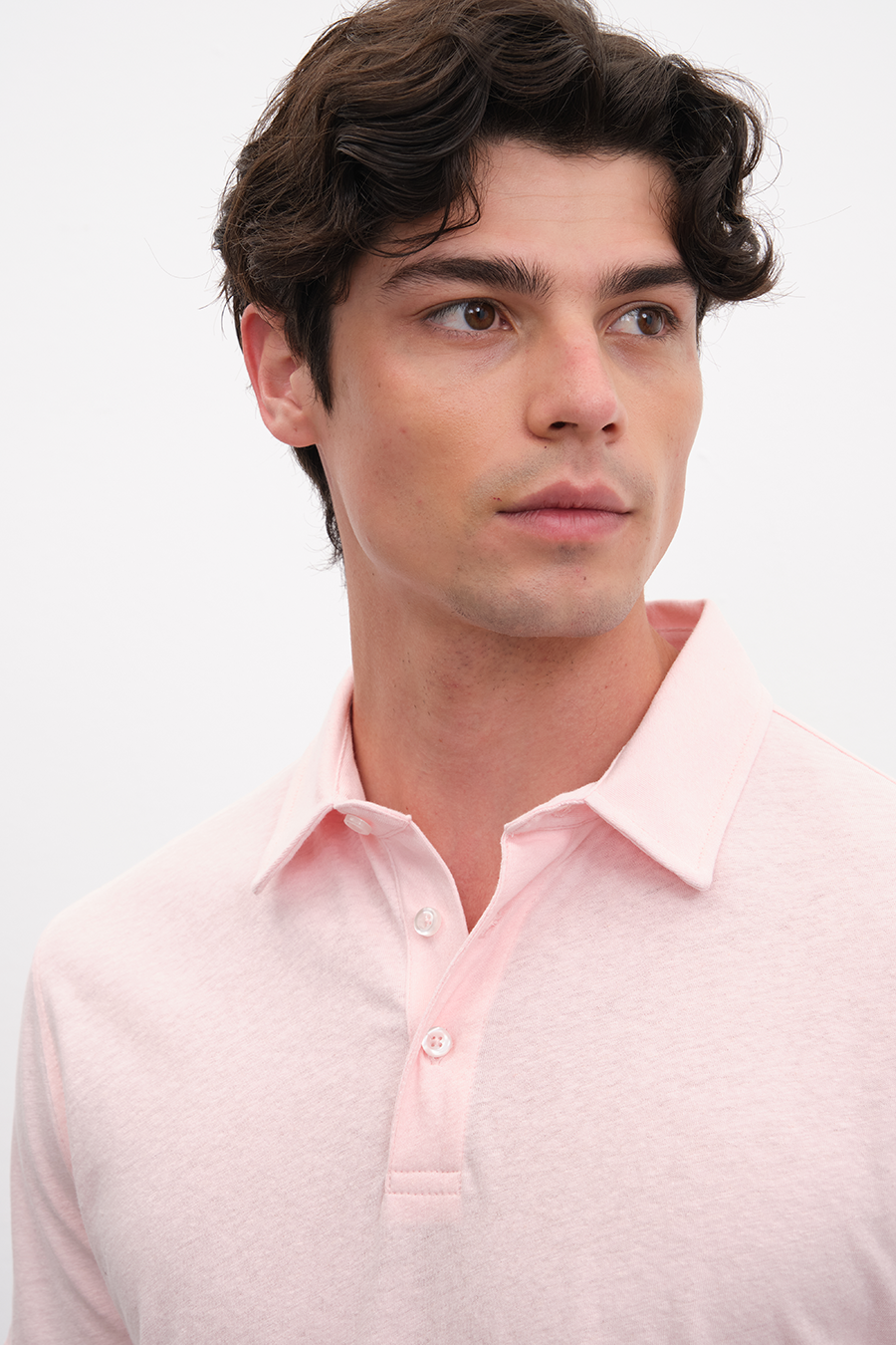Polo Yakalı Cotton Linen T-shirt