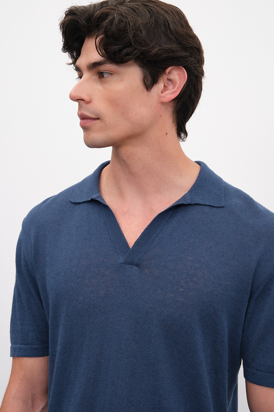 Polo Yakalı Cotton Linen Triko