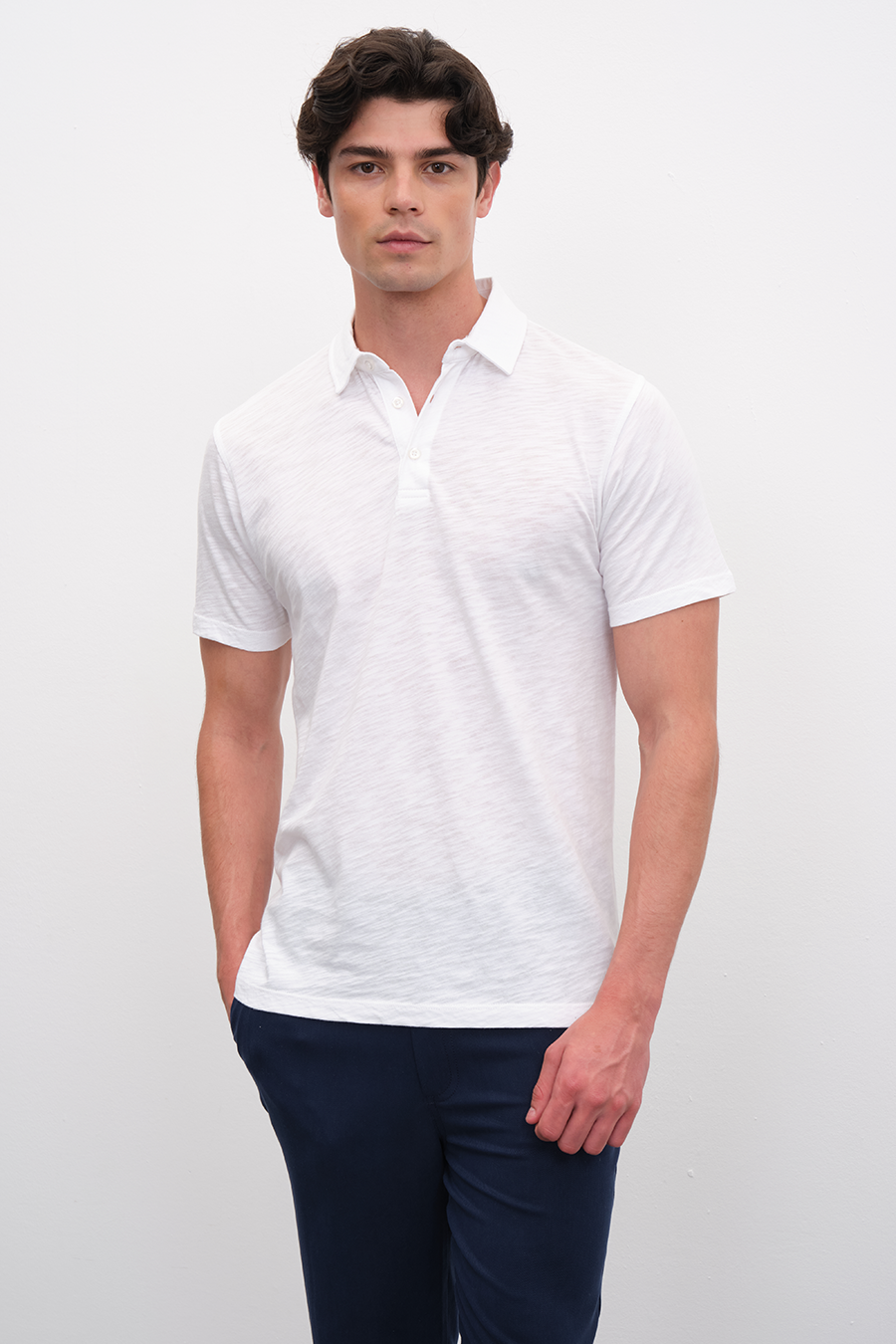 Polo Yakalı Flamlı Cotton T-shirt
