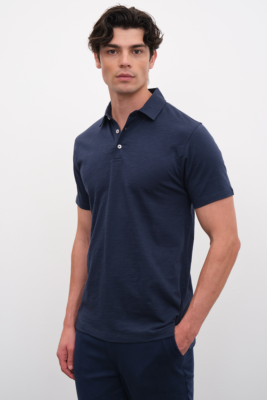 Polo Yakalı Flamlı Cotton T-shirt