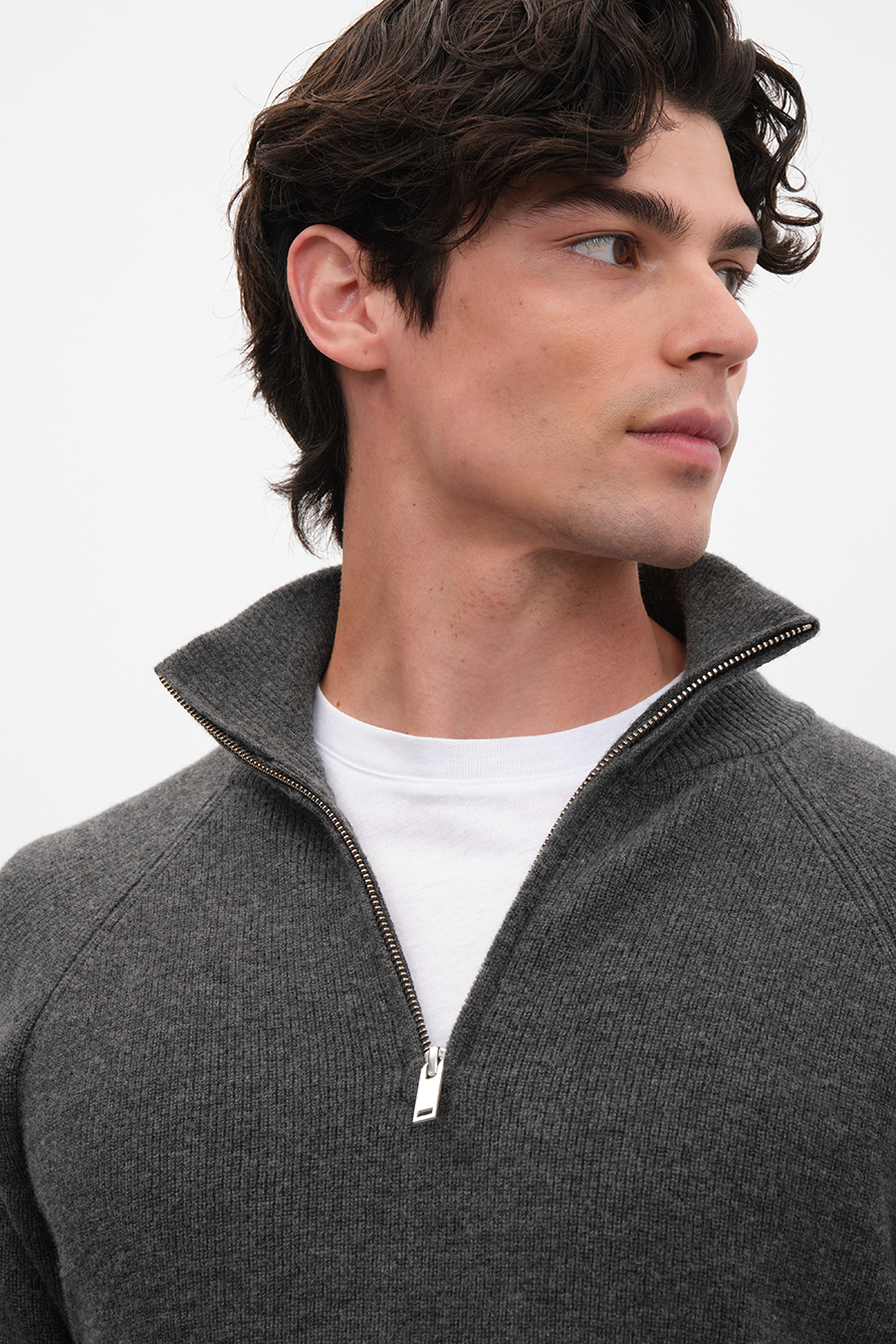 Yarım Fermuarlı Unisex Merino Triko