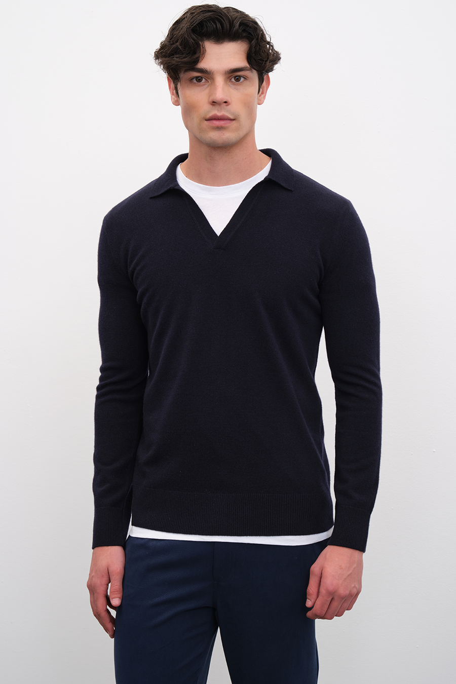 Polo Yakalı Cashmere Merino Triko