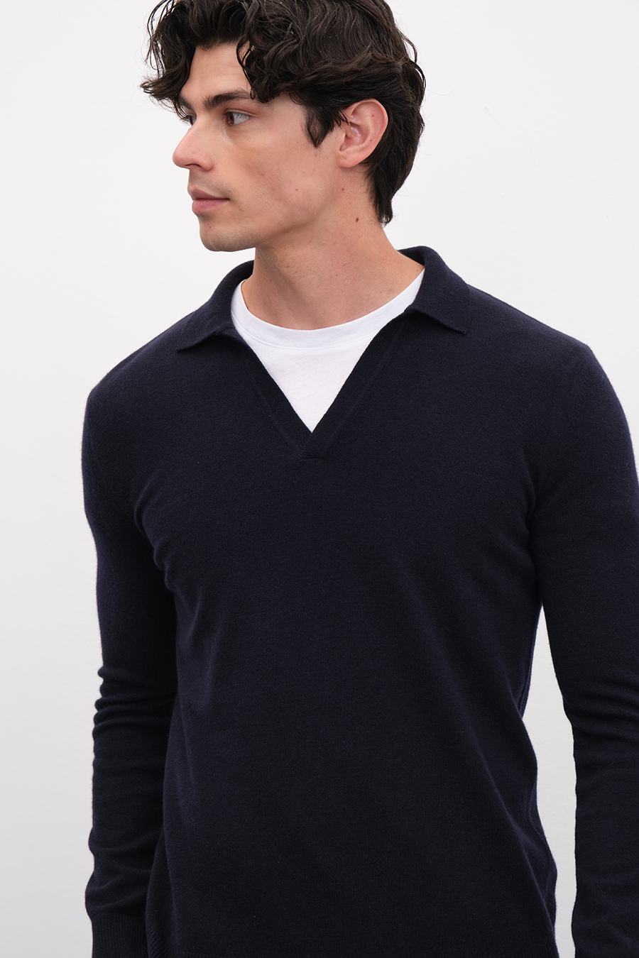 Polo Yakalı Cashmere Merino Triko