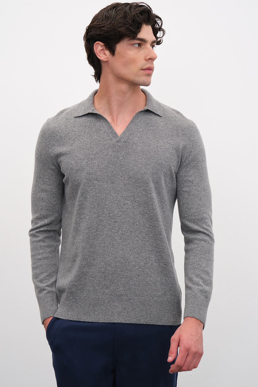 Polo Yakalı Cashmere Merino Triko
