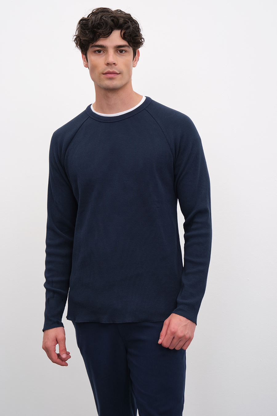 Waffle Cotton Reglan Kollu T-shirt/Sweatshirt