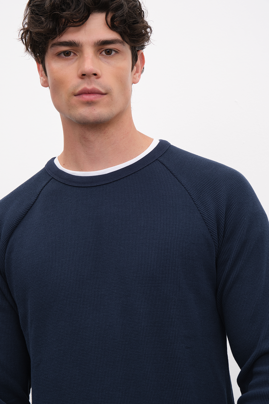 Waffle Cotton Reglan Kollu T-shirt/Sweatshirt