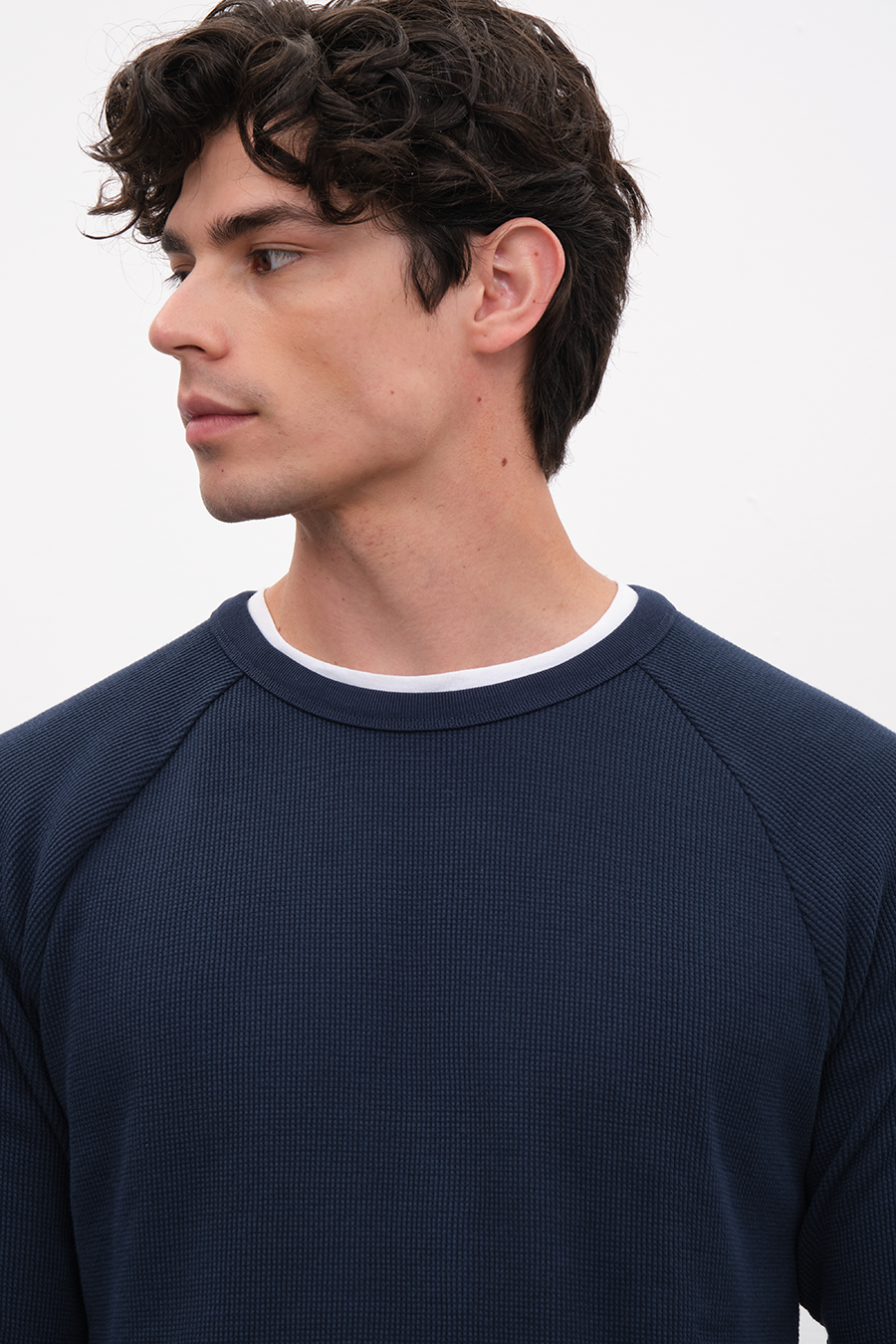 Waffle Cotton Reglan Kollu T-shirt/Sweatshirt