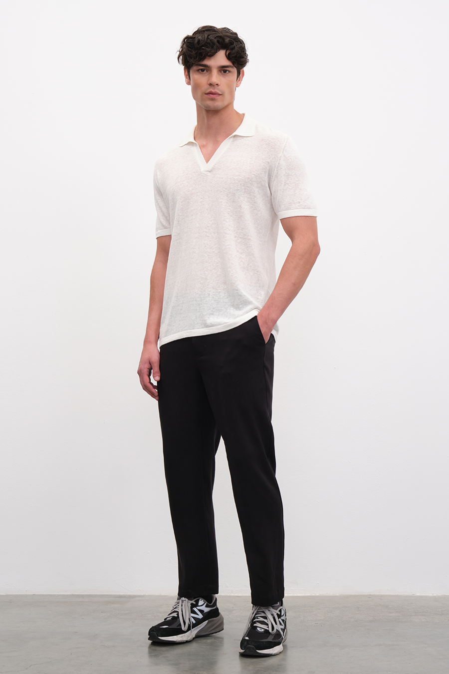 Polo Yakalı Cotton Linen Triko