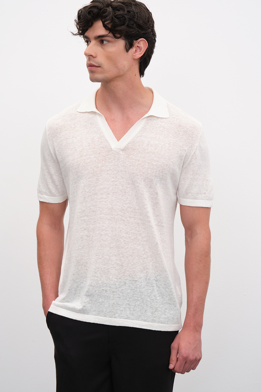 Polo Yakalı Cotton Linen Triko