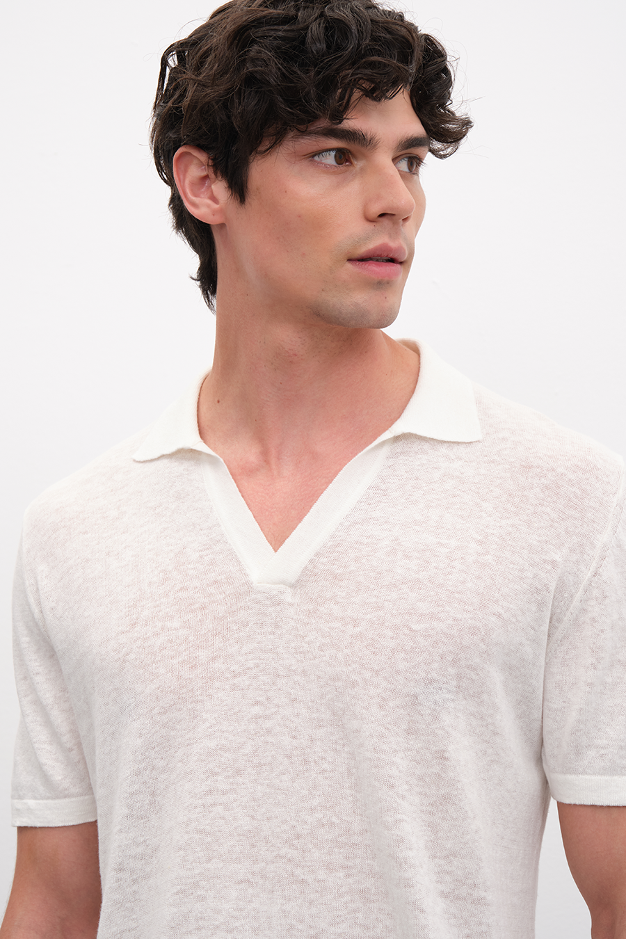 Polo Yakalı Cotton Linen Triko