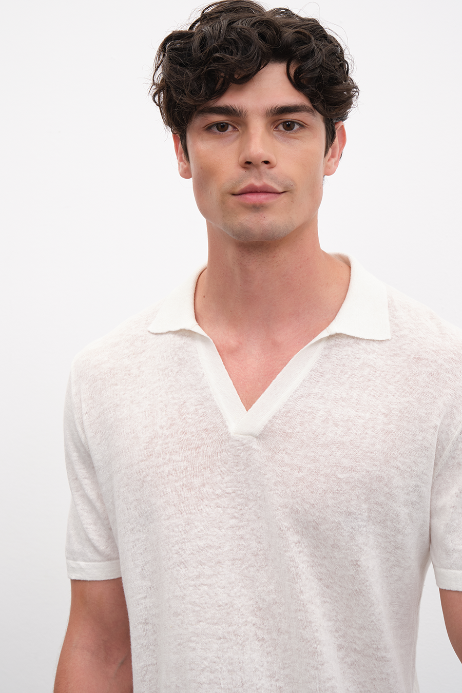 Polo Yakalı Cotton Linen Triko