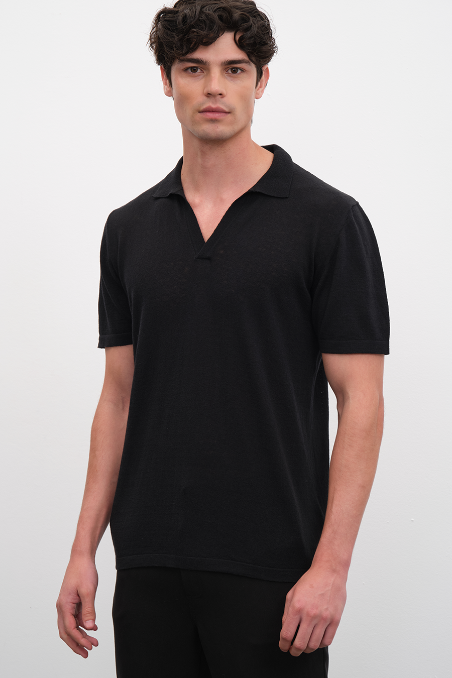 Polo Yakalı Cotton Linen Triko