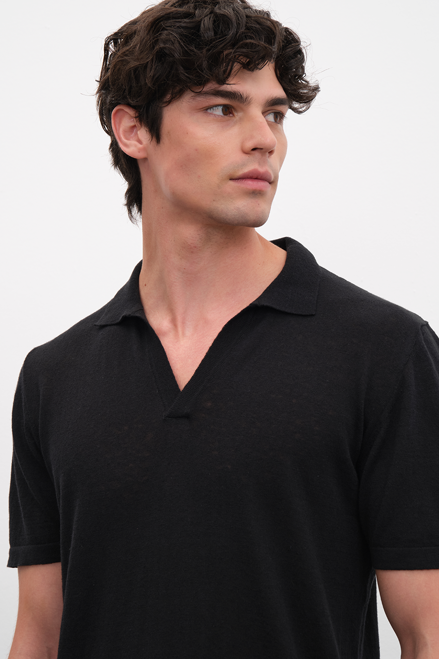 Polo Yakalı Cotton Linen Triko
