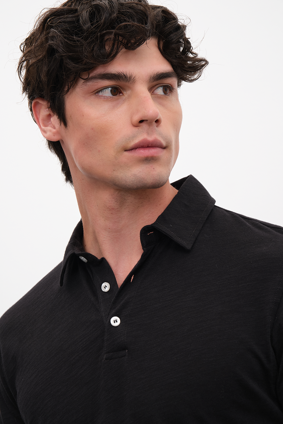 Polo Yakalı Uzun Kollu Flamlı Cotton T-shirt