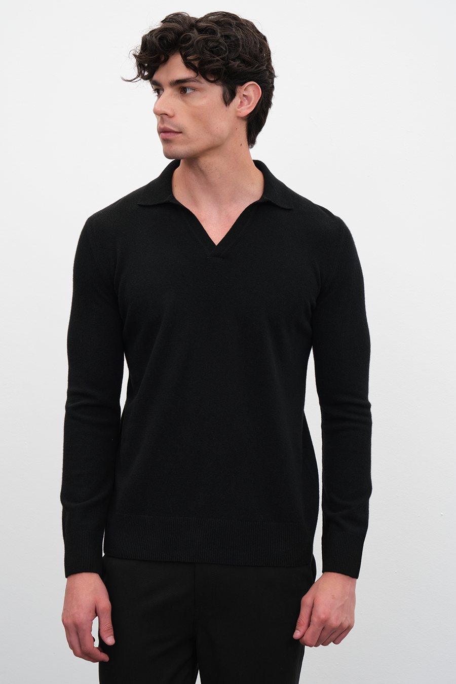 Polo Yakalı Cashmere Merino Triko
