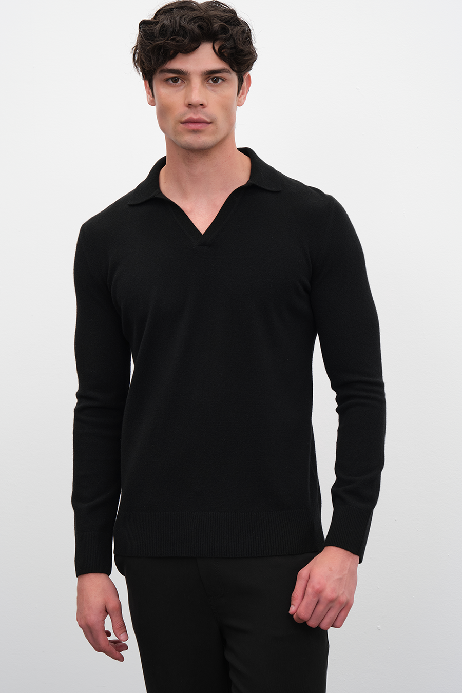Polo Yakalı Cashmere Merino Triko