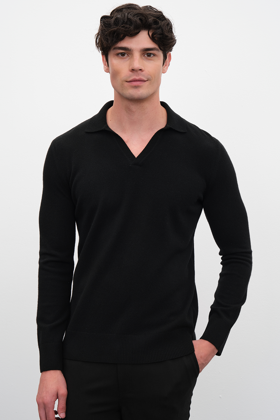 Polo Yakalı Cashmere Merino Triko