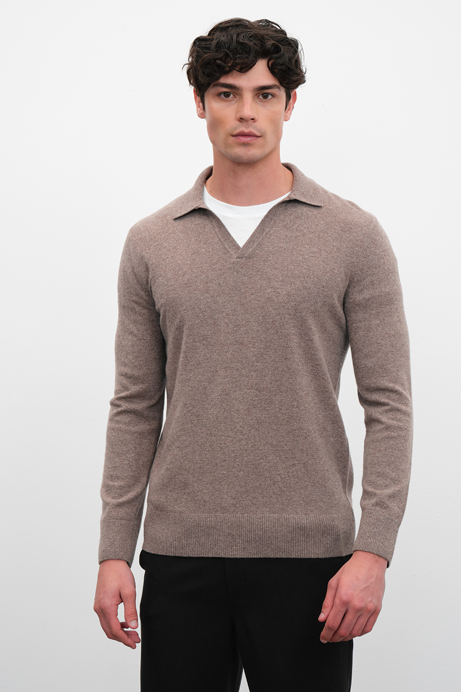 Polo Yakalı Cashmere Merino Triko