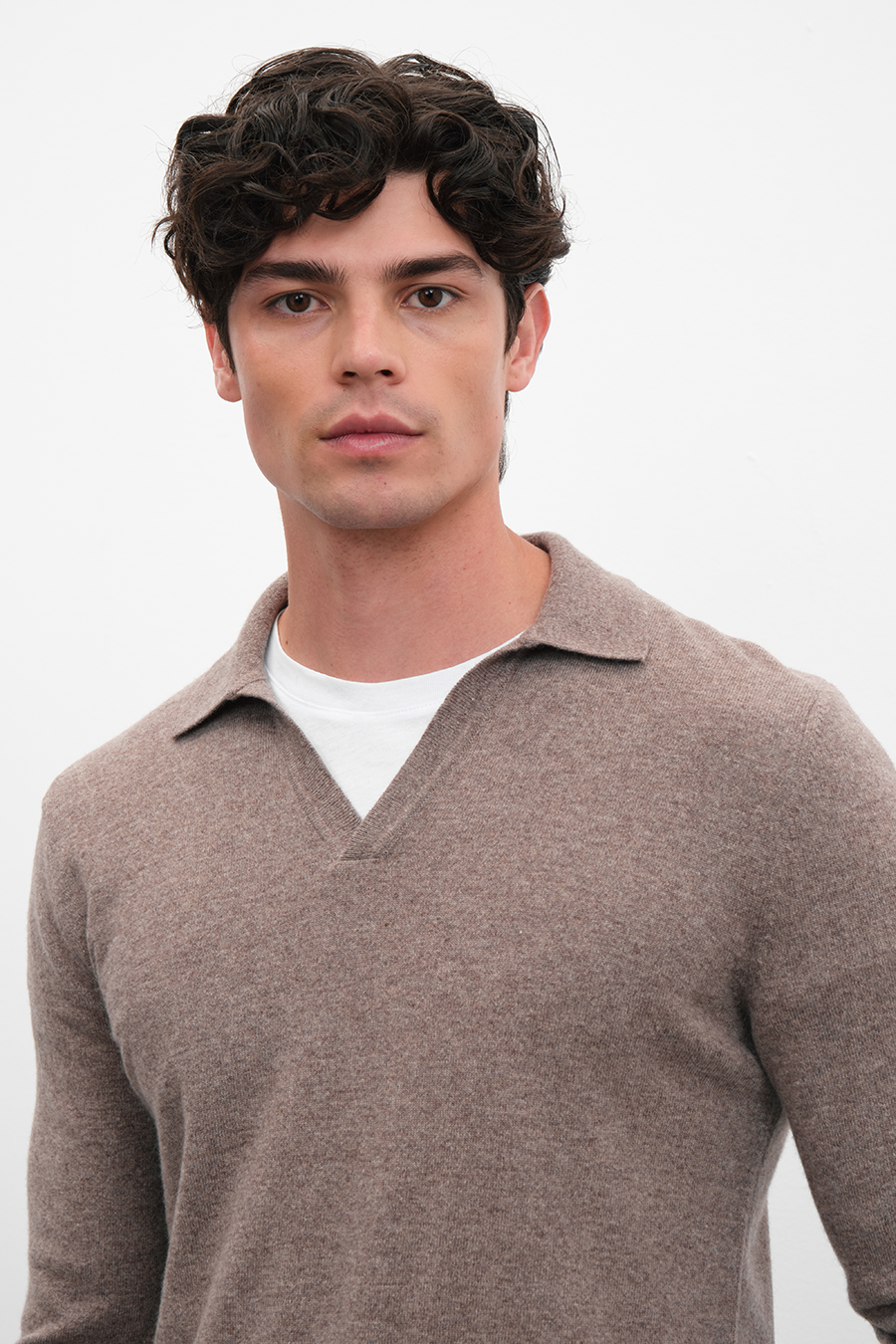 Polo Yakalı Cashmere Merino Triko