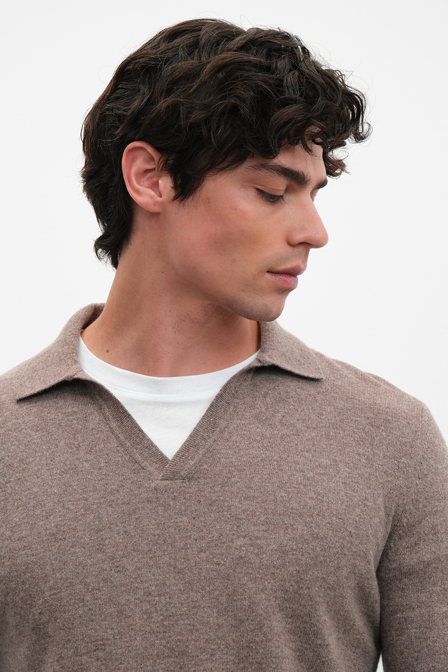 Polo Yakalı Cashmere Merino Triko