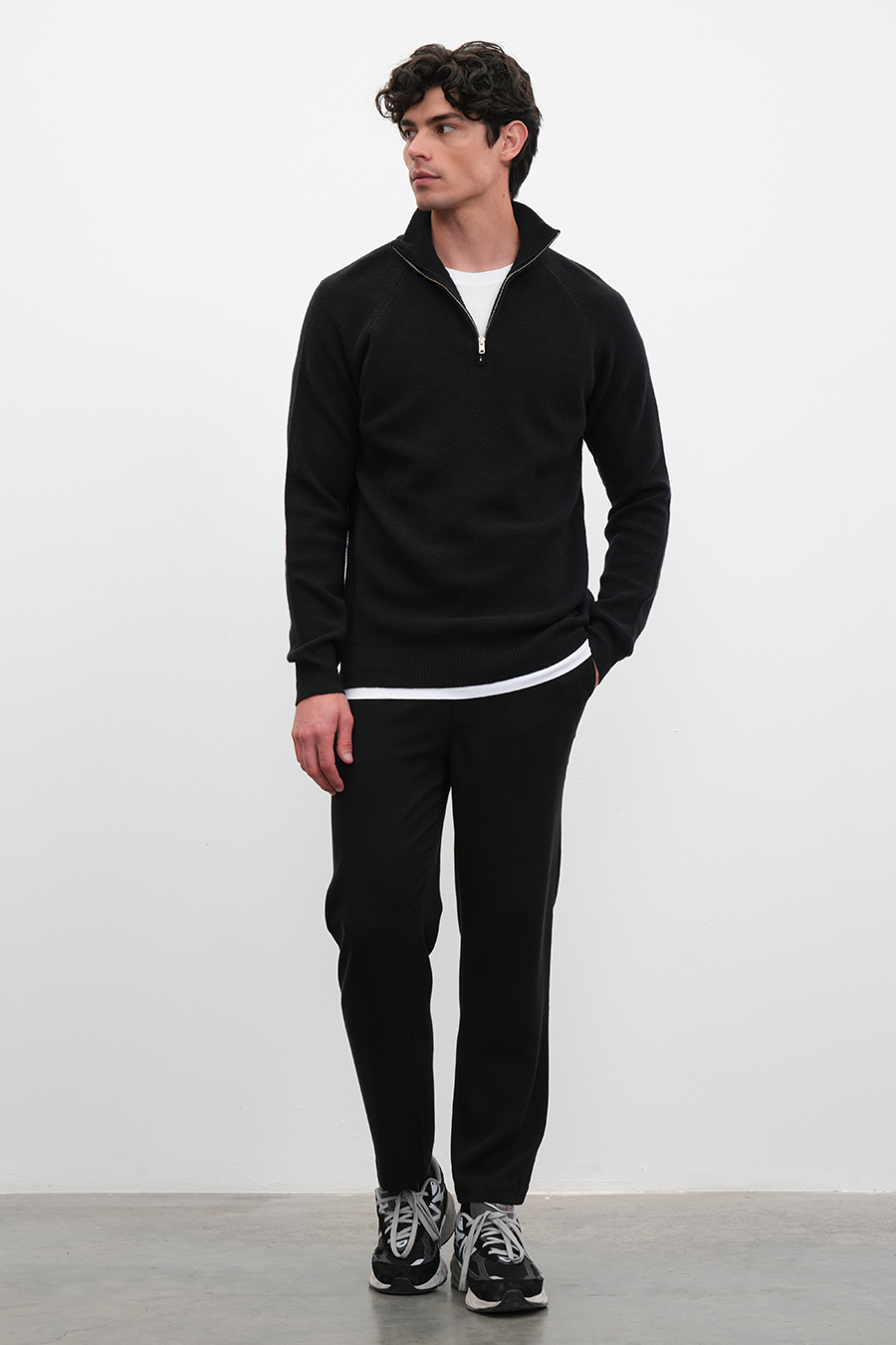 Yarım Fermuarlı Unisex Merino Triko