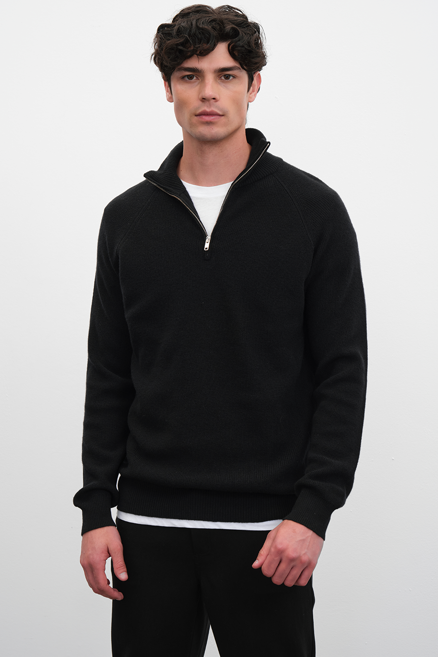 Yarım Fermuarlı Unisex Merino Triko