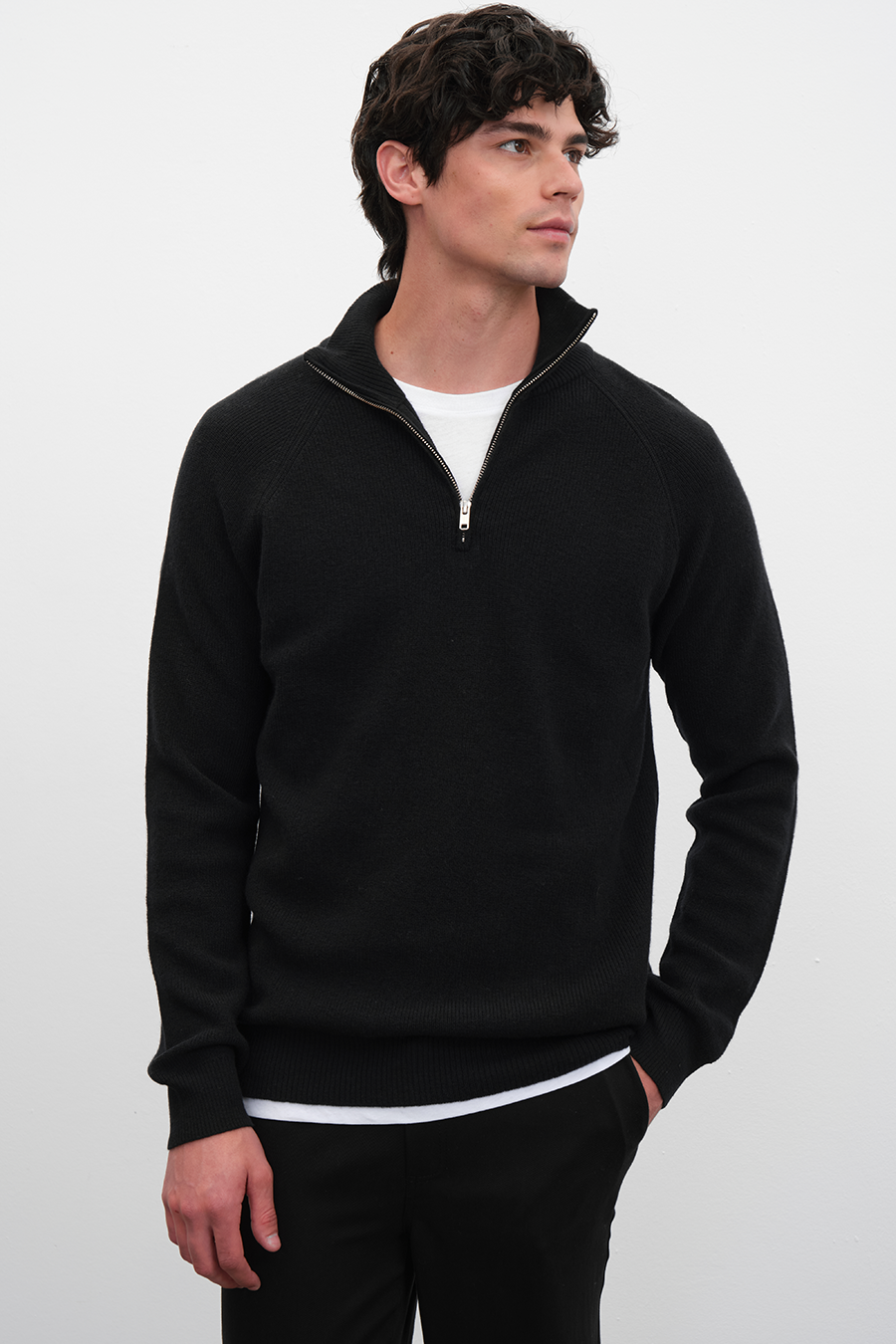 Yarım Fermuarlı Unisex Merino Triko