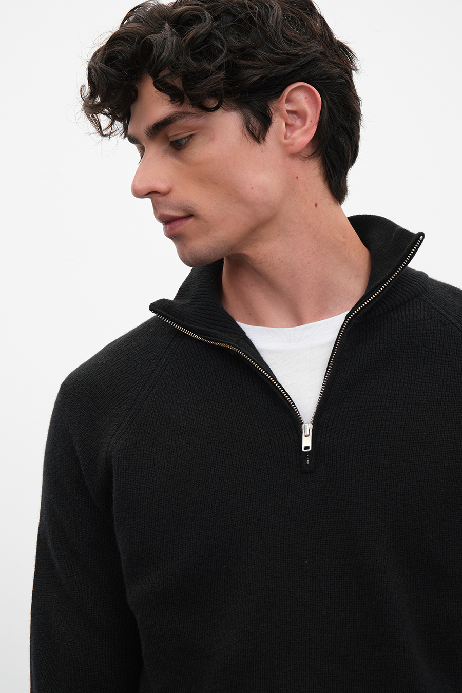 Yarım Fermuarlı Unisex Merino Triko