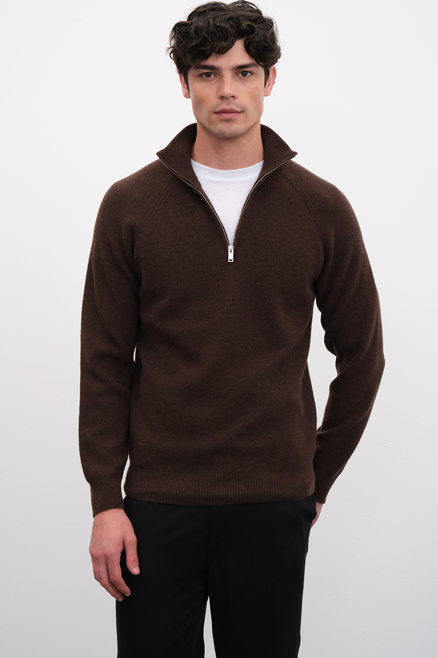 Yarım Fermuarlı Unisex Merino Triko
