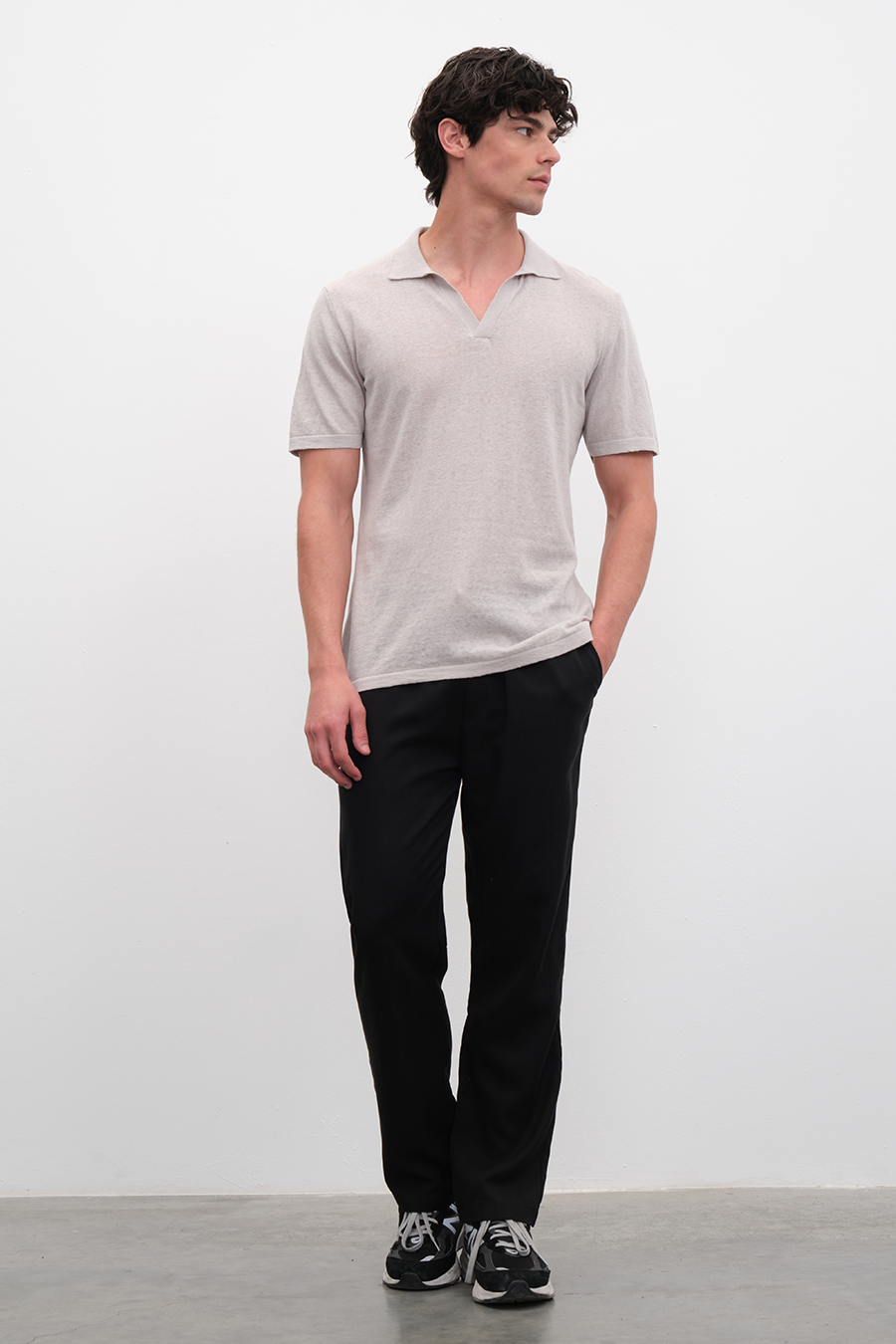 Polo Yakalı Cotton Linen Triko