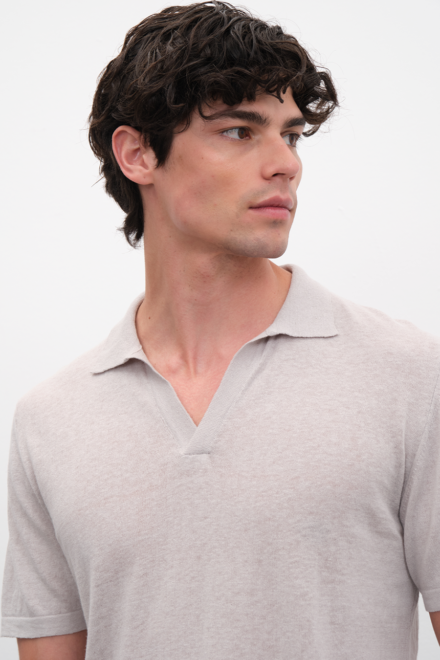 Polo Yakalı Cotton Linen Triko