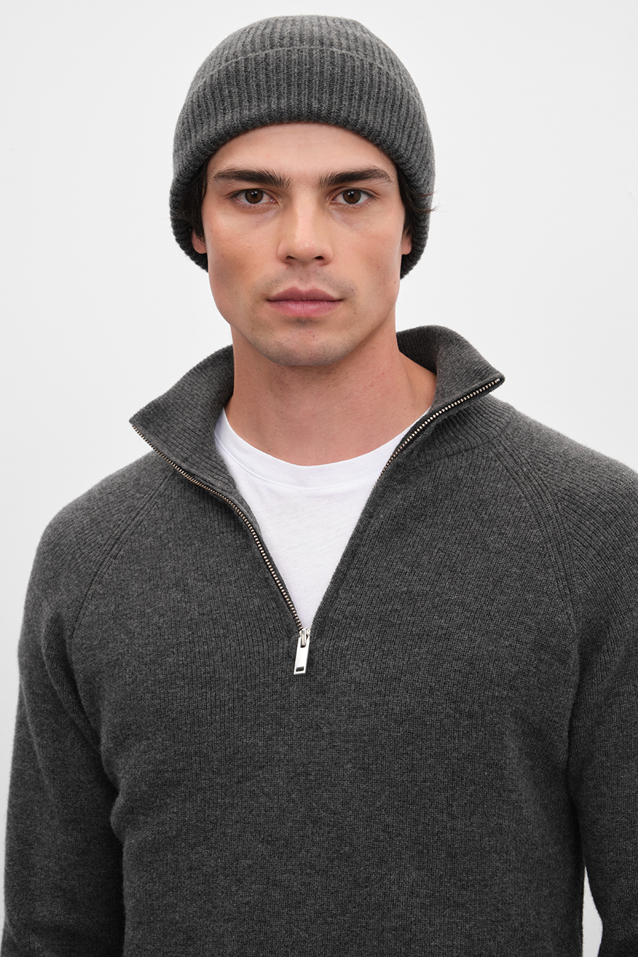 Yarım Fermuarlı Unisex Merino Triko