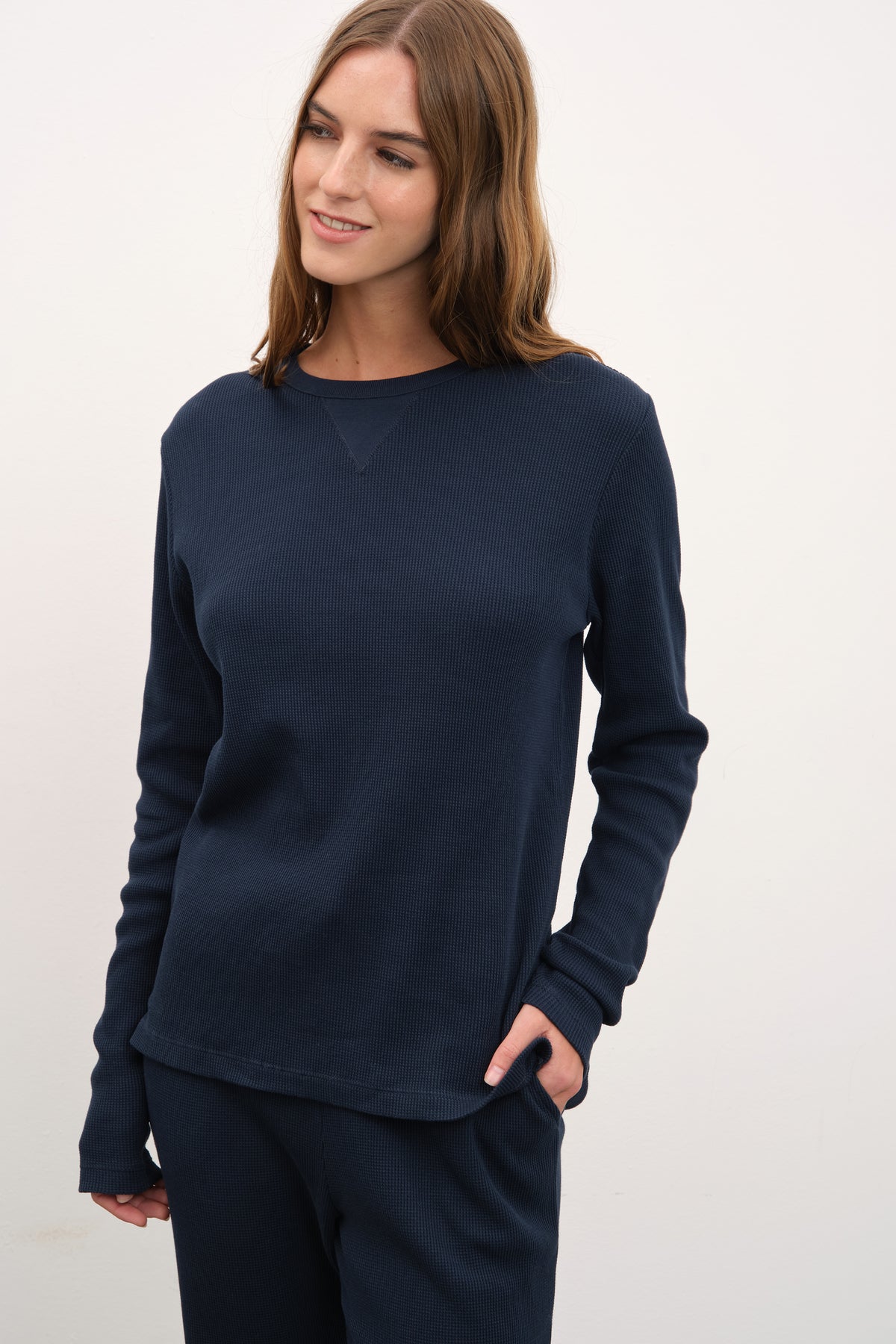 Waffle Cotton Uzun Kollu Unisex T-shirt