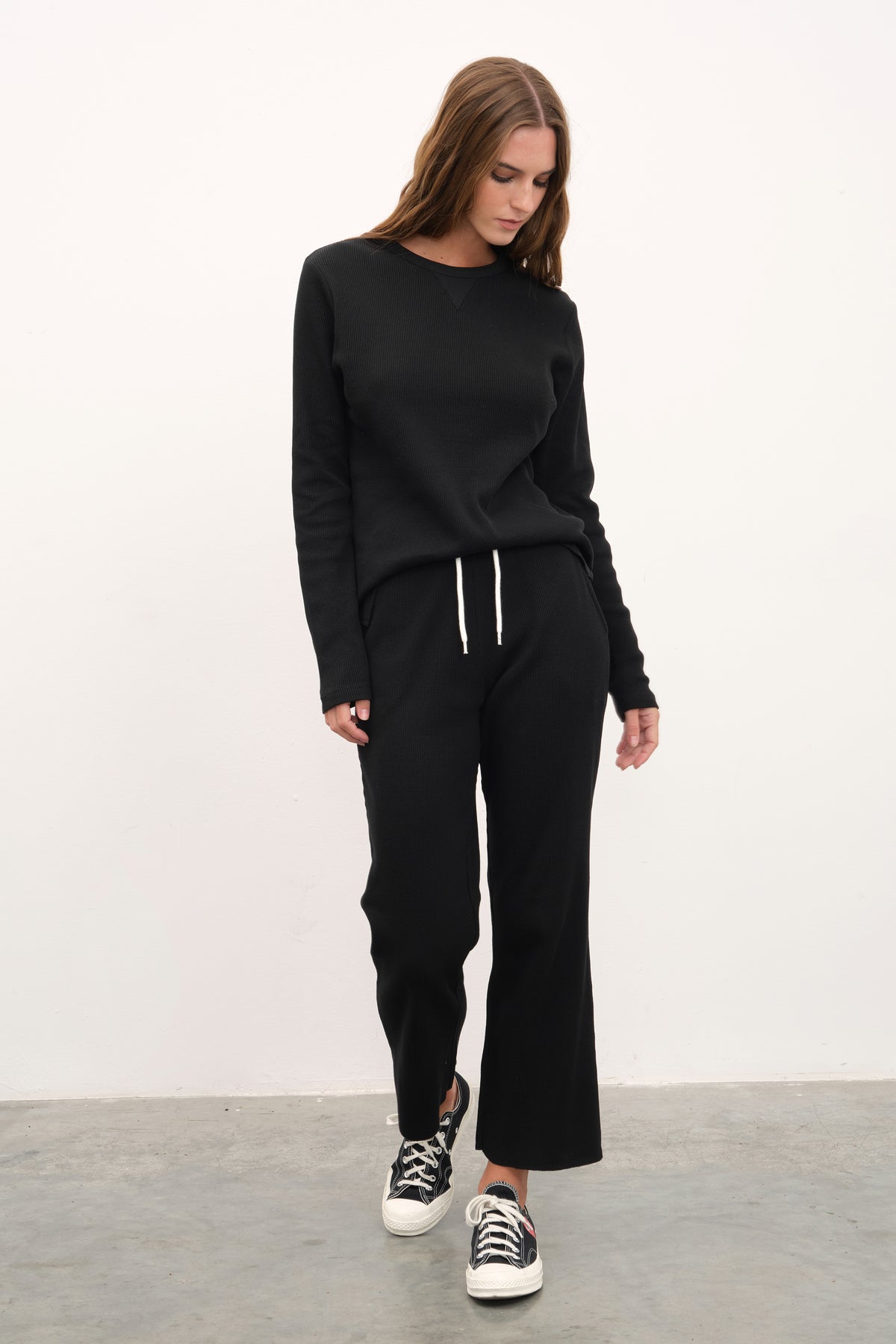 Waffle Cotton Crop Flare Eşofman Altı