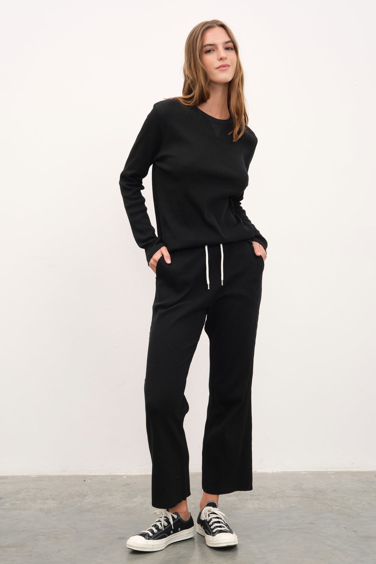 Waffle Cotton Uzun Kollu Unisex T-shirt