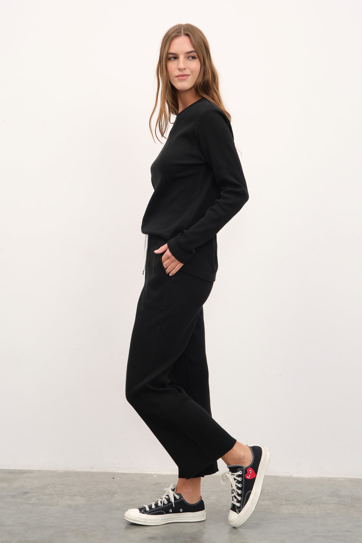 Waffle Cotton Crop Flare Eşofman Altı