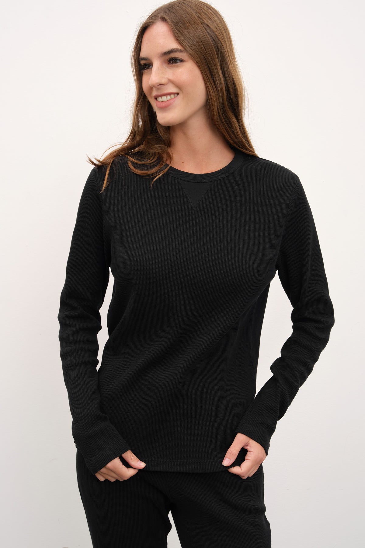 Waffle Cotton Uzun Kollu Unisex T-shirt