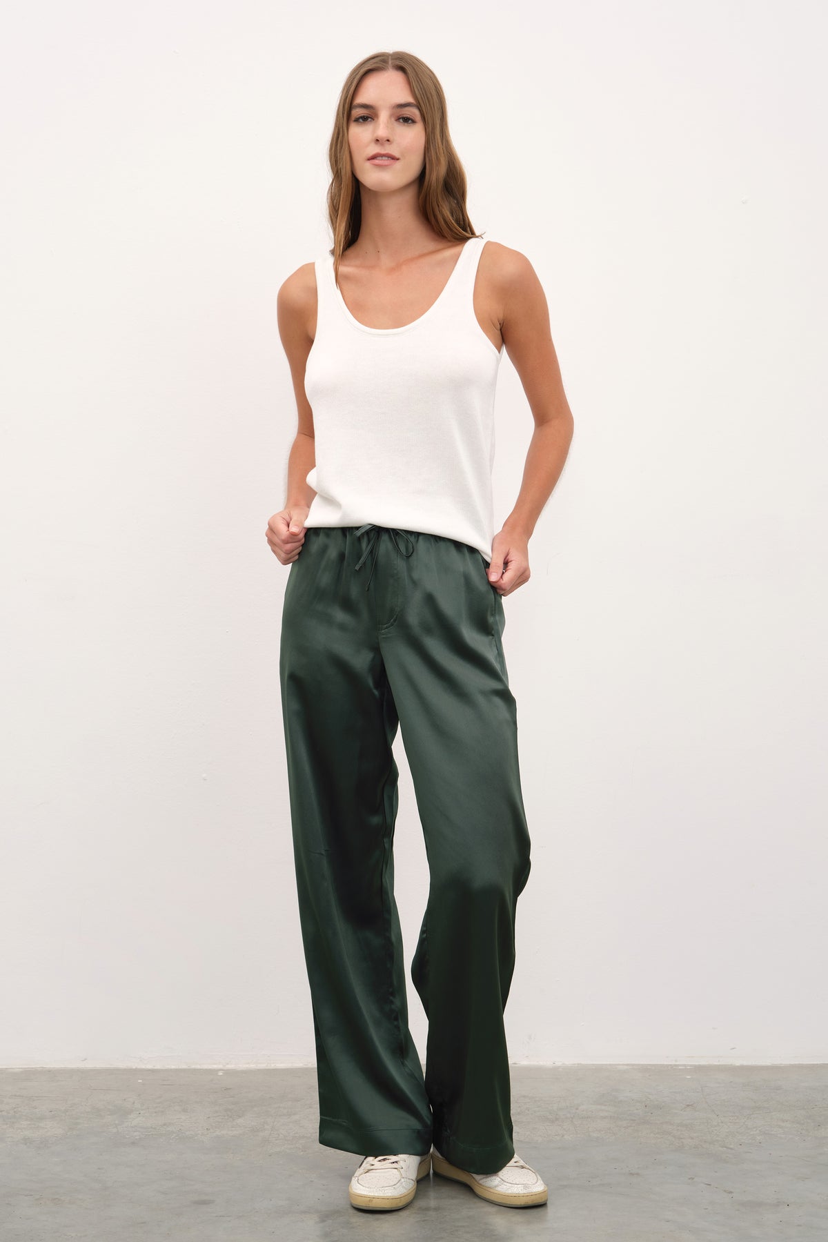 İpek Saten Bol Paçalı Pantolon