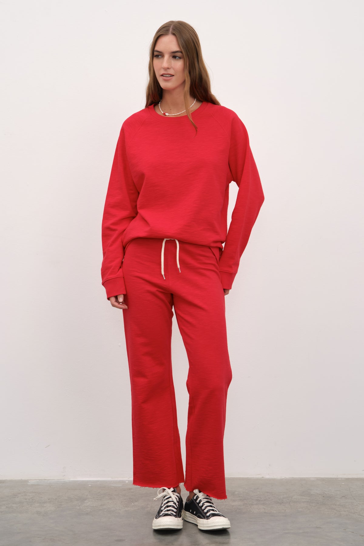 Reglan Kollu Flamlı Cotton Unisex Sweatshirt