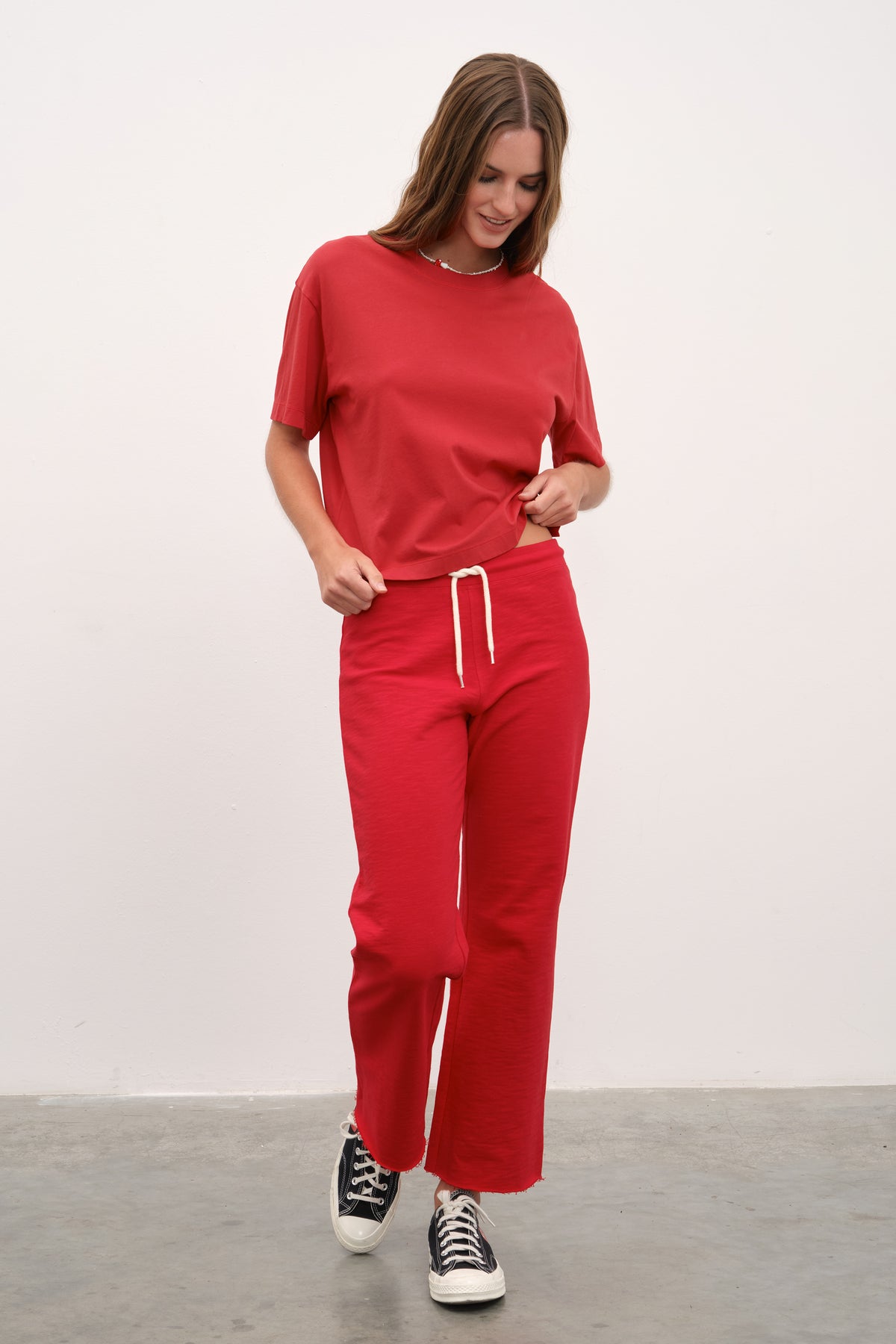 Flamlı Cotton Crop Flare Eşofman Altı