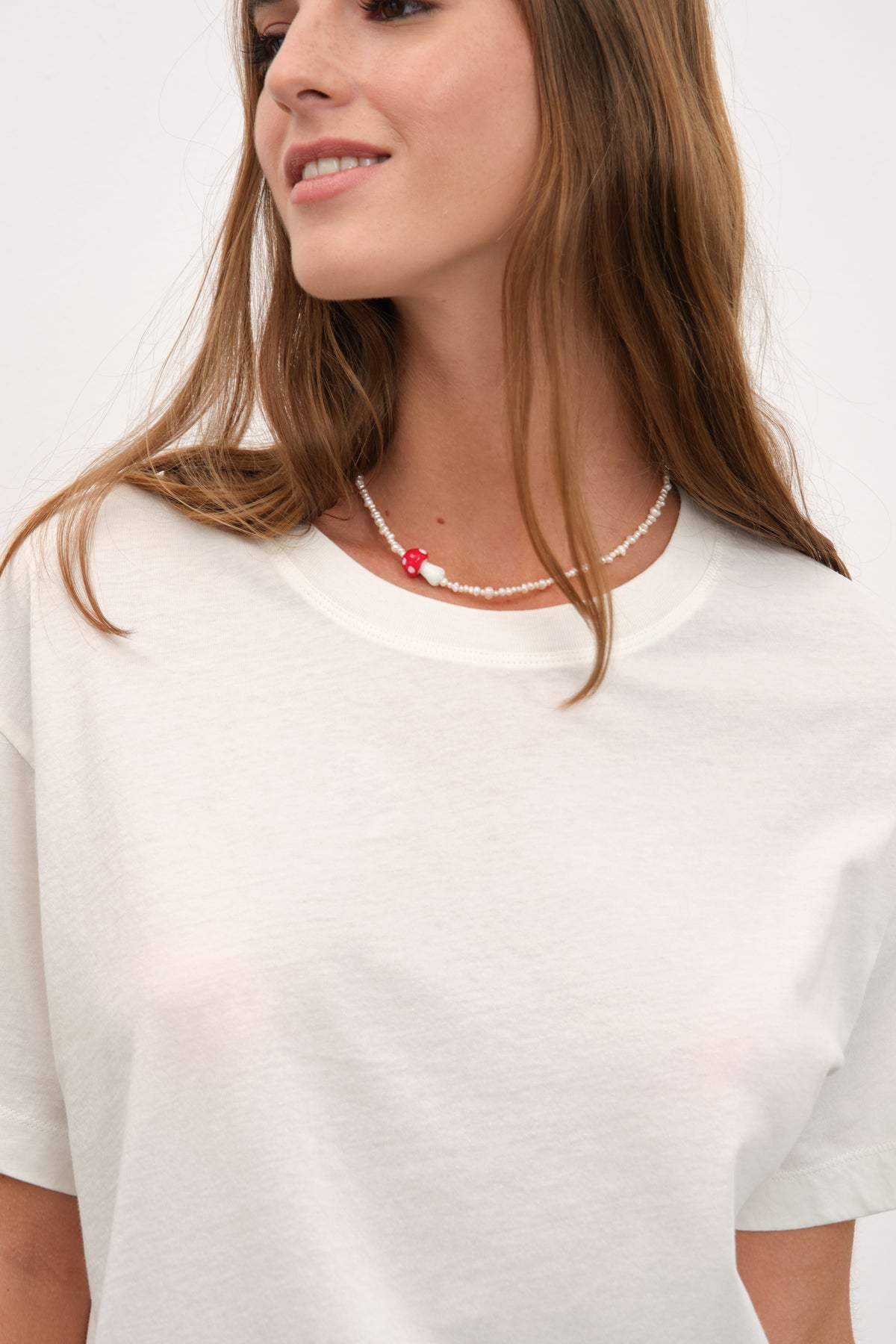 Mixed İnci Kırmızı Mantar Kolye